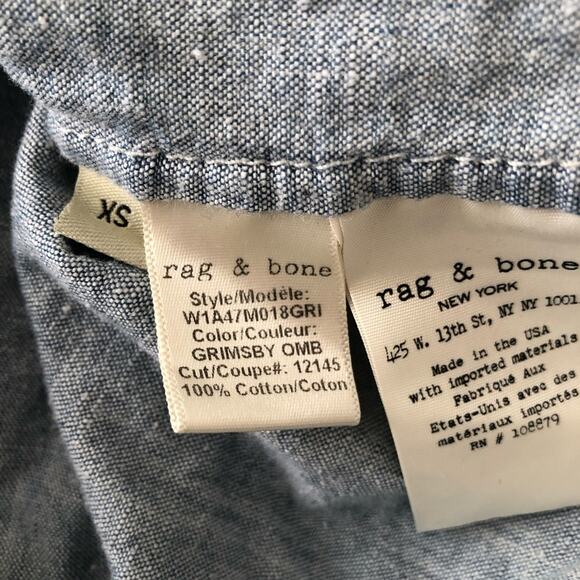 Rag & Bone Grimsby Ombré Short Sleeve Chambray Blue Top Exposed Back Zipper - Picture 11 of 11